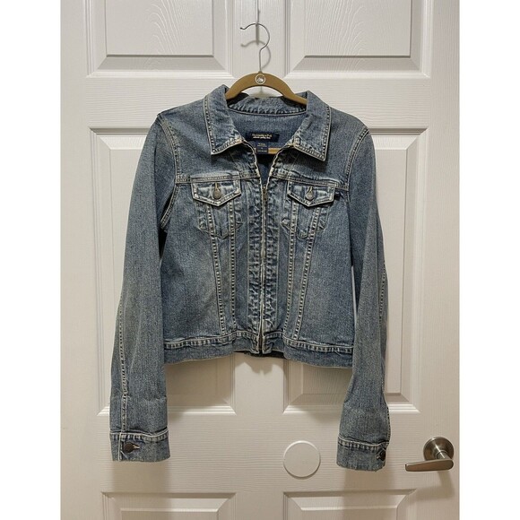 Abercrombie & Fitch Youth Girl Denim Jean Full Zip Jacket Size L - Picture 1 of 6